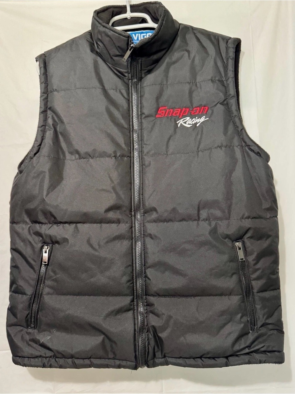 Snap-On Racing Zip-Up Nylon Sleeveless Jacket Vest Warm Fleece Lining Size Large